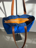 Zip Top Tote cobalt pony