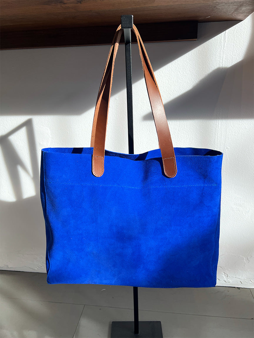Zip Top Tote cobalt suede – basilracuk.com