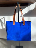 Zip Top Tote cobalt suede