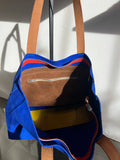 Zip Top Tote cobalt suede