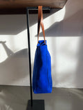 Zip Top Tote cobalt suede
