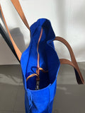 Zip Top Tote cobalt suede