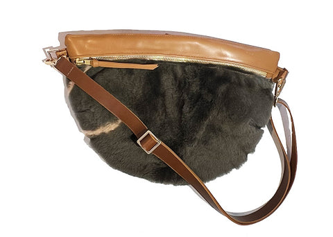 Palermo Pouch, grey brown shearling