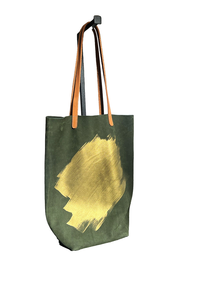 Basil Racuk Paper Bag in Black Suede with Gold Splash – basilracuk.com