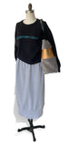 Paper Bag grey suede gold stripe