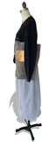 Paper Bag grey suede gold stripe