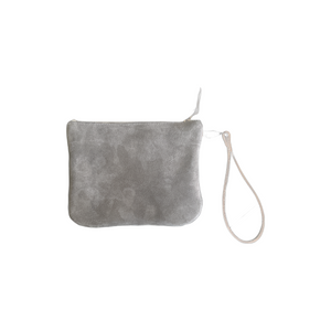Zip Pouch in Charcoal Suede
