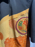 Hawaiian shirt, embroidered black silk crepe (orange/gold)