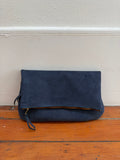 Foldover Pouch navy suede
