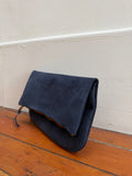 Foldover Pouch navy suede