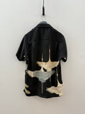 Kimono Shirt, Cranes on Black Ground