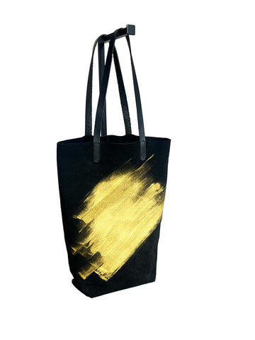 Paper Bag black suede with gold splash