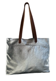 Zip Top Tote silver metallic