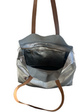 Zip Top Tote silver metallic