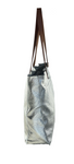 Zip Top Tote silver metallic