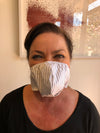 White Cotton Black Stripe Face Mask