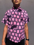 Hawaiian Shirt, pink fan print