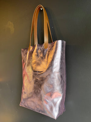Shopper Sac in metallic leather