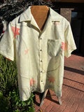 Hawaiian shirt, leaf print silk