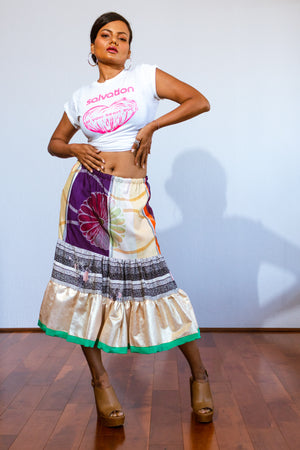 Vintage Kimono Fabrics Tiered Skirt (one of a kind)