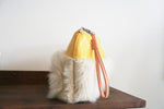Shearling Pouch, Canary and ivory shearling
