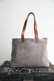 Zip Top Tote charcoal suede