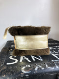 Wrist Pouch, brown shearling