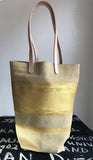 Paper Bag sand suede with gold stripe